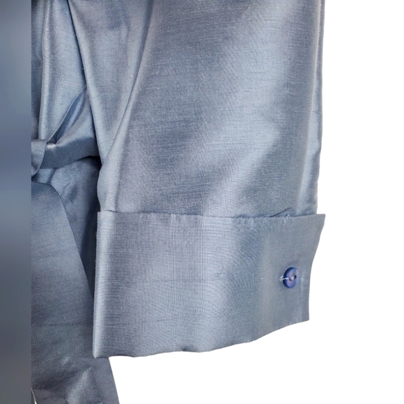 Vntg Kate Hall Silk Wrap Blouse. Blue. 10P - Picture 4 of 13